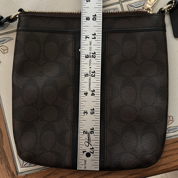 Brown and Black Coach Crossbody Bag with Adjustable Strap - Picture 9 of 10